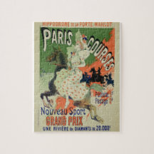 Reproduction of a poster advertising 'Paris Course Puzzles