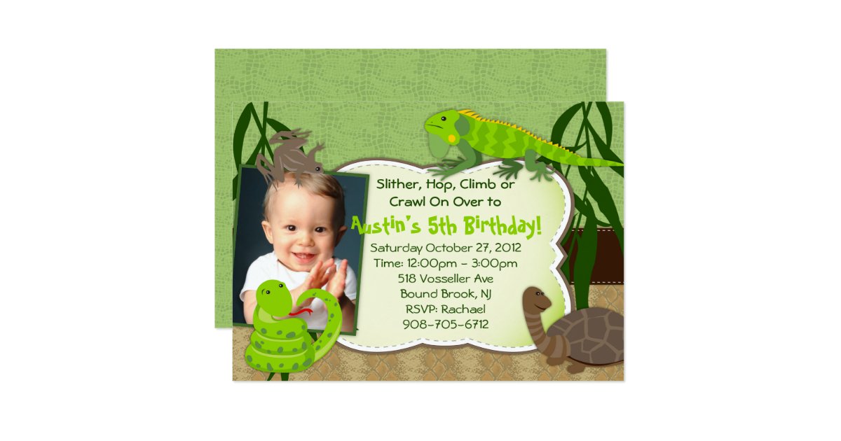 Reptile Themed Birthday Party Invitation Zazzle