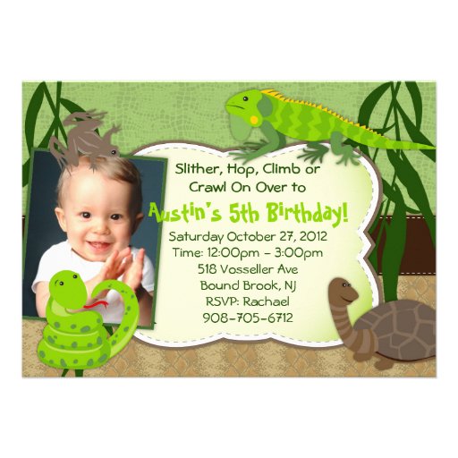 Reptile Themed Birthday Party Invitation