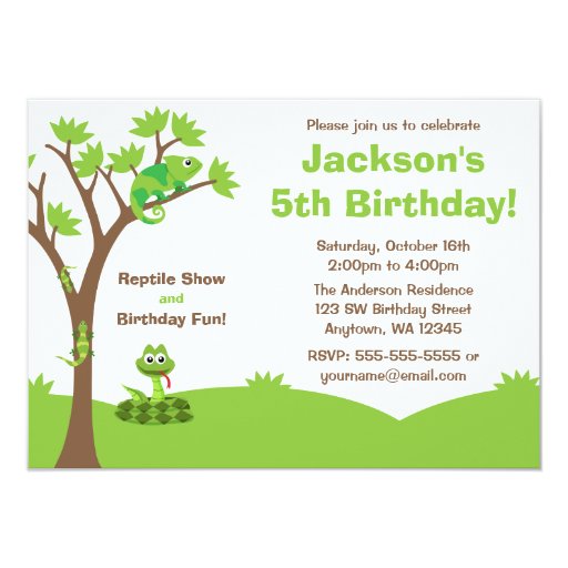 Reptile Tree Birthday Party Card | Zazzle