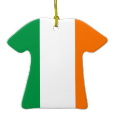 Republic of Ireland Flag on Ceramic T Shirt Pendan ornament