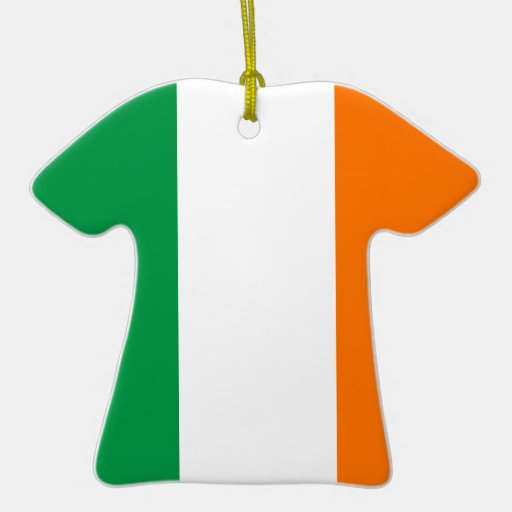 Republic of Ireland Flag on Ceramic T Shirt Pendan Christmas Tree Ornament