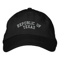 Republic of Texas Embroidered Adjustable Cap Black Embroidered Baseball Caps