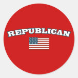 Republican American Flag Round Stickers