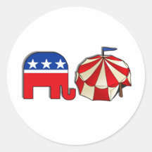 Republican Circus Elephant Round Stickers