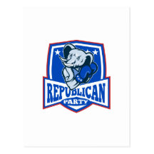 Republican Elephant Mascot Boxer Shield Post Card