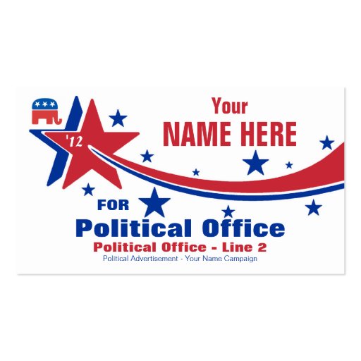 Republican Political Election Campaign Business Card (front side)