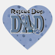 Rescue Dog DAD Heart Stickers