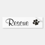 Rescue Paw Print Cursive Bumper Sticker