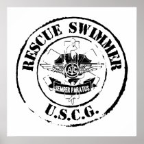 Rescue Swimmer (Grunge) Poster