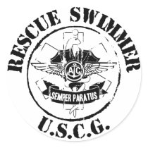 Rescue Swimmer (Grunge) Round Sticker