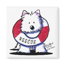 Rescue Westie Square White Magnets magnets