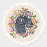 Scottie Dog on Floral Background Sticker Scottie Dog on Floral Background Sticker