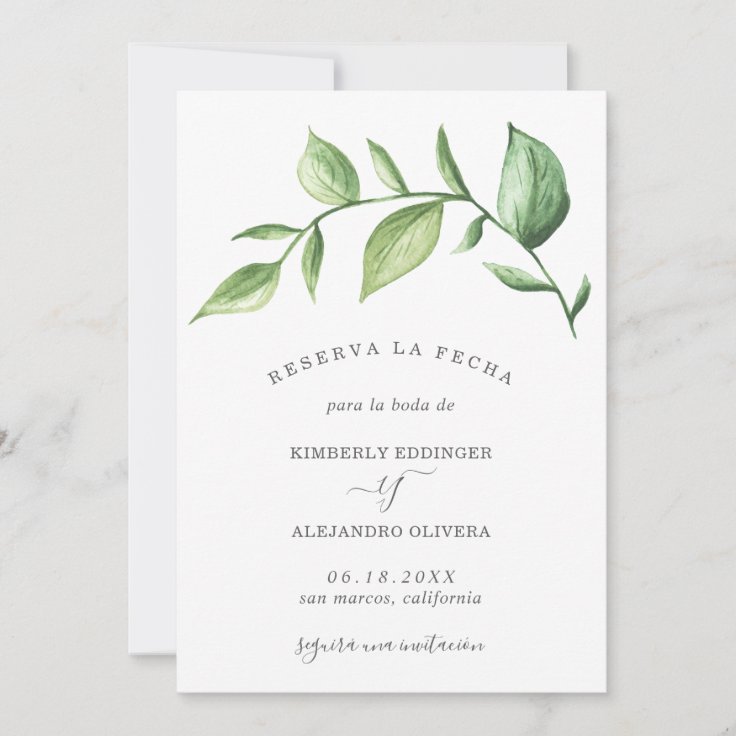 Reserva La Fecha Rustic Elegant Greenery Spanish Save The Date Zazzle