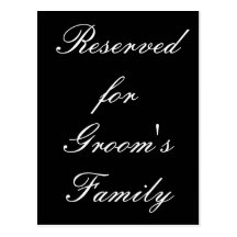 Reserved for Bride's Family Post Cards