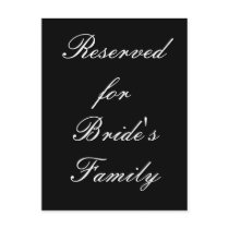 Reserved for Bride's Family Postcards