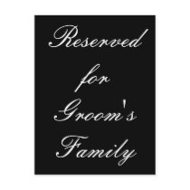 Reserved for Bride's Family Post Cards