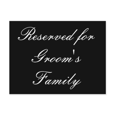 Reserved for Groom's Family Postcards