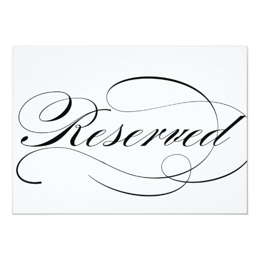 Reserved seating sign for wedding reception custom invite