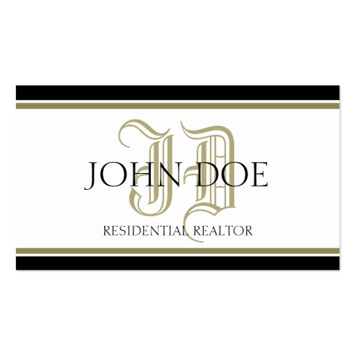 Residential Realtor Gold Roman Business Card Templates (front side)