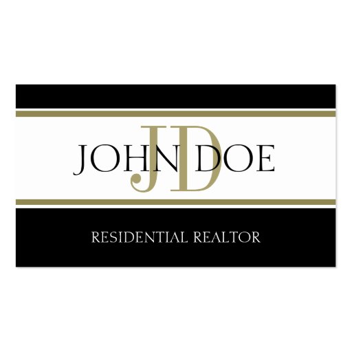 Residential Realtor Gold Stripes Business Card Template (front side)