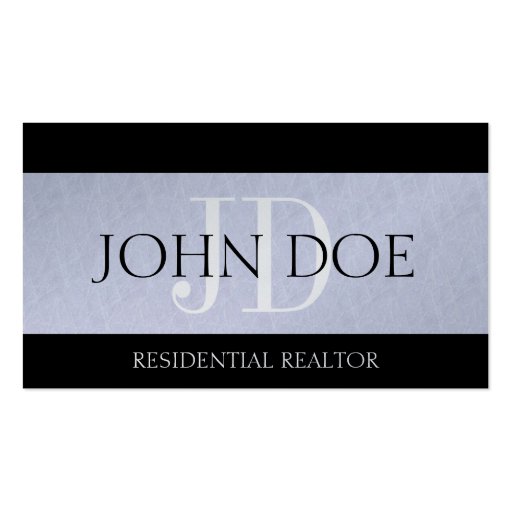 Residential Realtor Real Estate Monogram Platinum Business Card (front side)