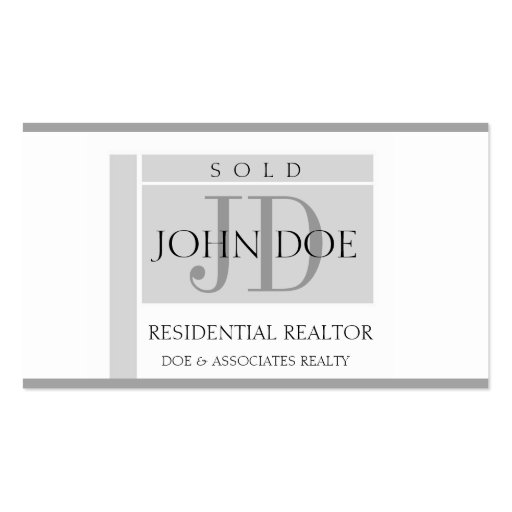 Residential Realtor Sign Edges W/W Business Cards (front side)