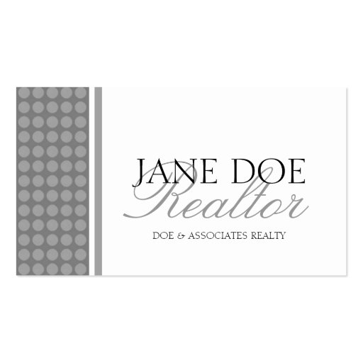 Residential Realtor Silver Script Dot/White Paper Business Card Template (front side)