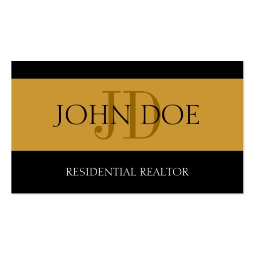 Residential Realtor Stripe Gold Business Card Templates (front side)