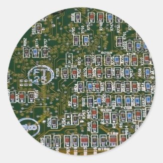 Resistors on a Circuit Board Round Stickers