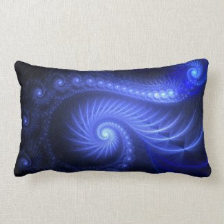 "Resonant Spiral" Blue Abstract Spiral Pillow