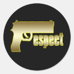 Respect in Gold Round Stickers