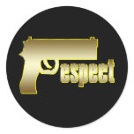 Respect in Gold Round Stickers