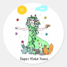 Respect Mother Nature Round Stickers