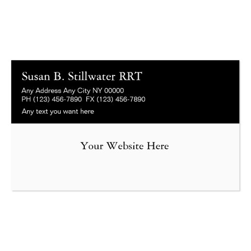 Respiratory Therapist Business Cards (back side)
