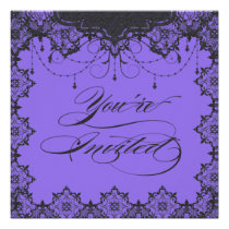 Resplendent Romance Lace Purple Invitation