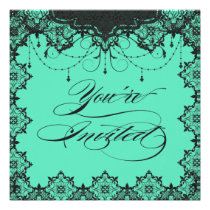 Resplendent Romance Lace Teal Invitation