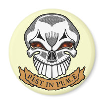 Rest In Peace Skull Refrigerator Magnet