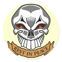 Rest In Peace Skull Round Stickers