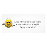 Restaurant Allergy Notice Rack Cards