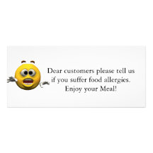 Restaurant Allergy Notice Rack Cards