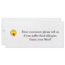 Restaurant Allergy Notice v2.0 Rack Card Design