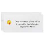 Restaurant Allergy Notice v2.0 Rack Card Design