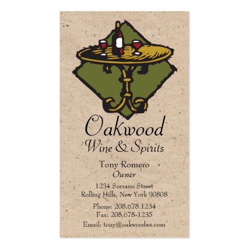 Restaurant, Bar, Bistro, Wine&Spirits 2 Business Card Templates (front side)
