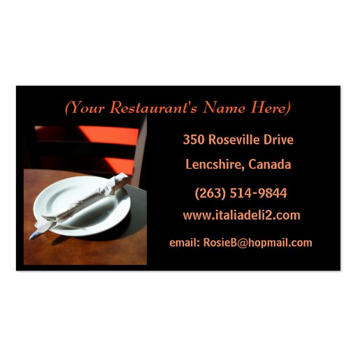 Restaurant Business Card (front side)