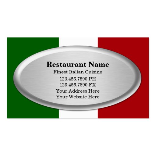 Restaurant Business Cards (front side)