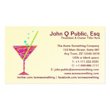 Restaurant Night Club Cocktail Glass Business Card