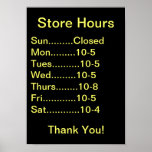 Restaurant Supplies, Business Hours sign, generic Print