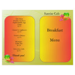 Restaurant Supplies, sample menu, Sunnyside Flyer
