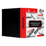 Restaurant take out Menu Binder